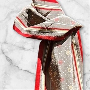 Vintage Francesco Smalto Taupe Red Yellow & White Silk Scarf.